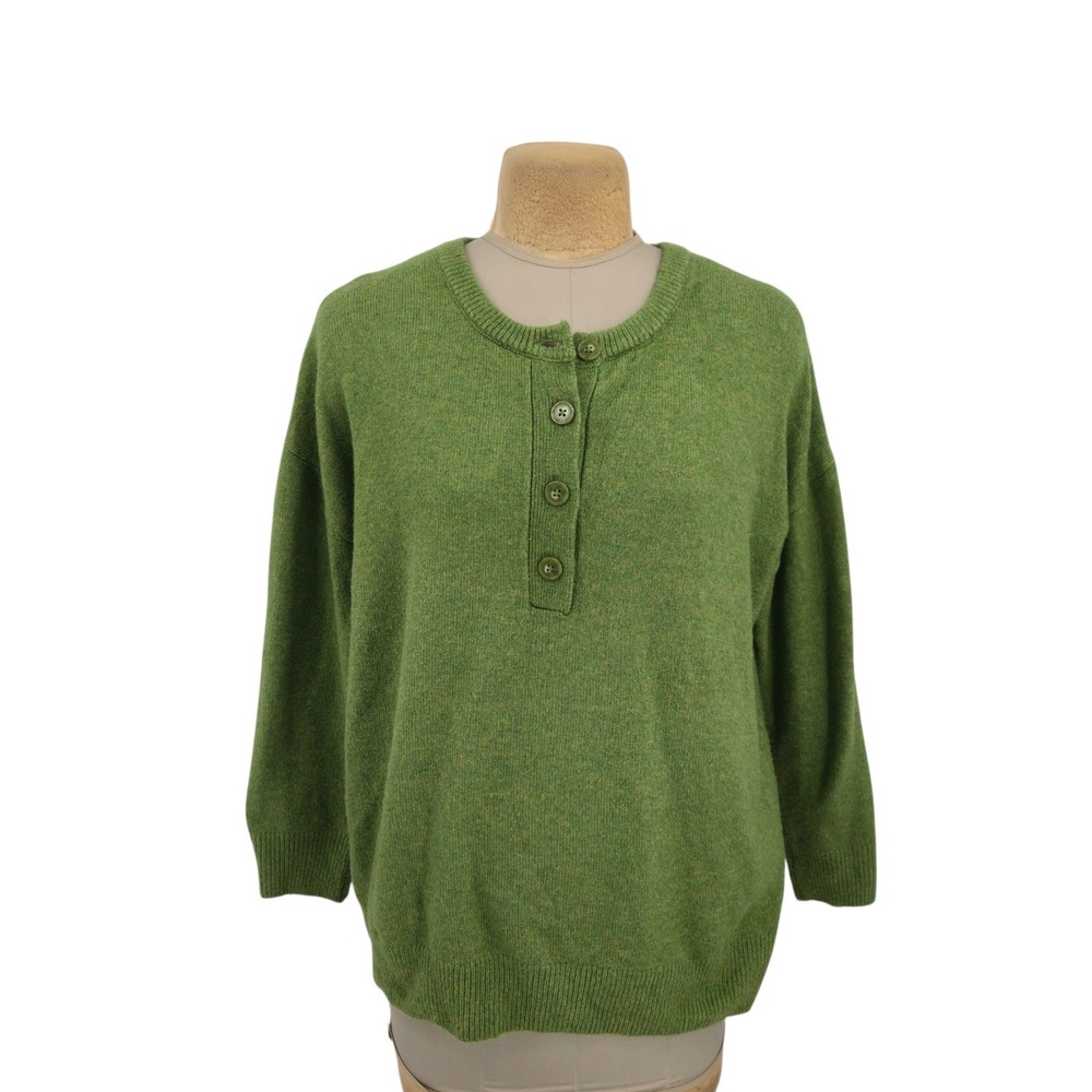Lane Bryant Henley Sweater Women 18/20 Green Long Sleeve Knit Plus Size Casual